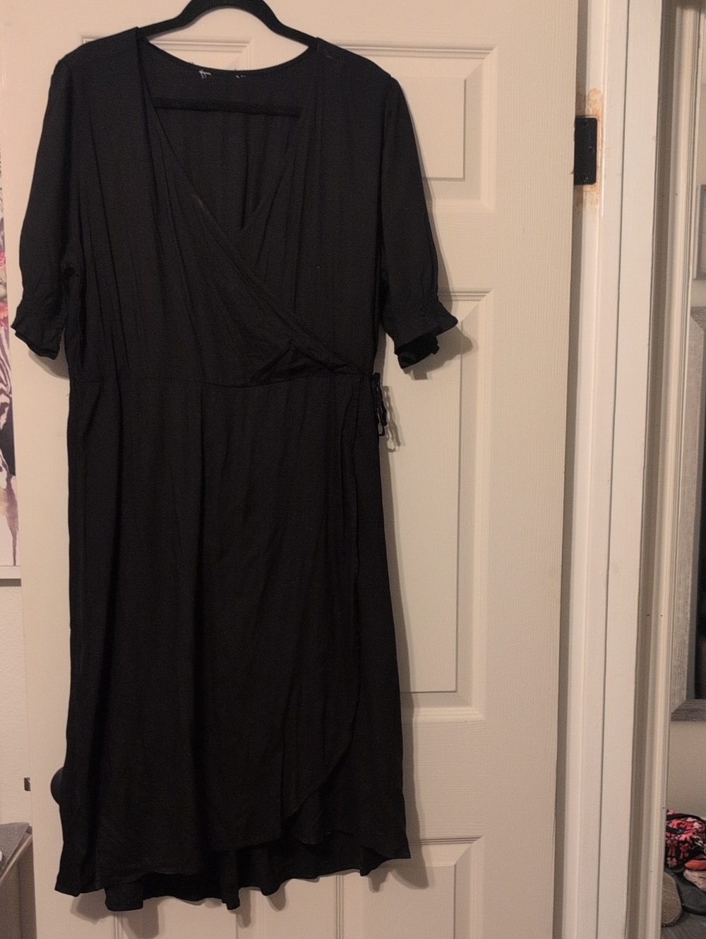 Time and Tru Black Wrap Midi Dress